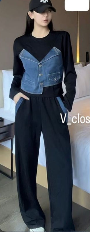 Denim Cord Set with Cotton Blend VC28