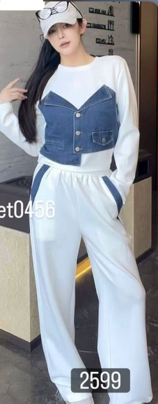 Denim Cord Set with Cotton Blend VC28